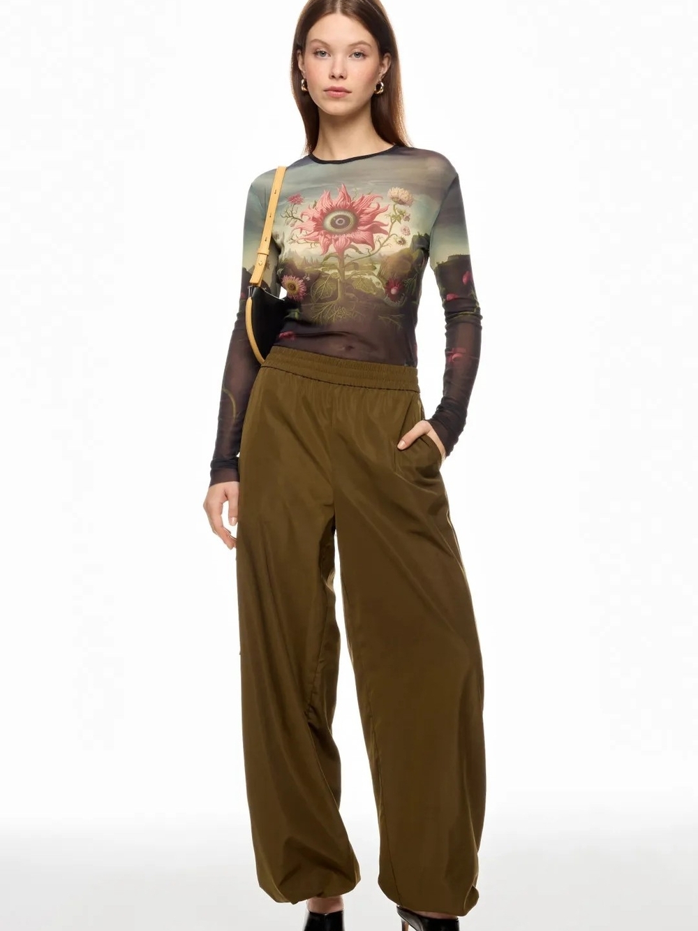 MONSE ROSE PRINTED MESH TOP SIZE XS MSRP $490